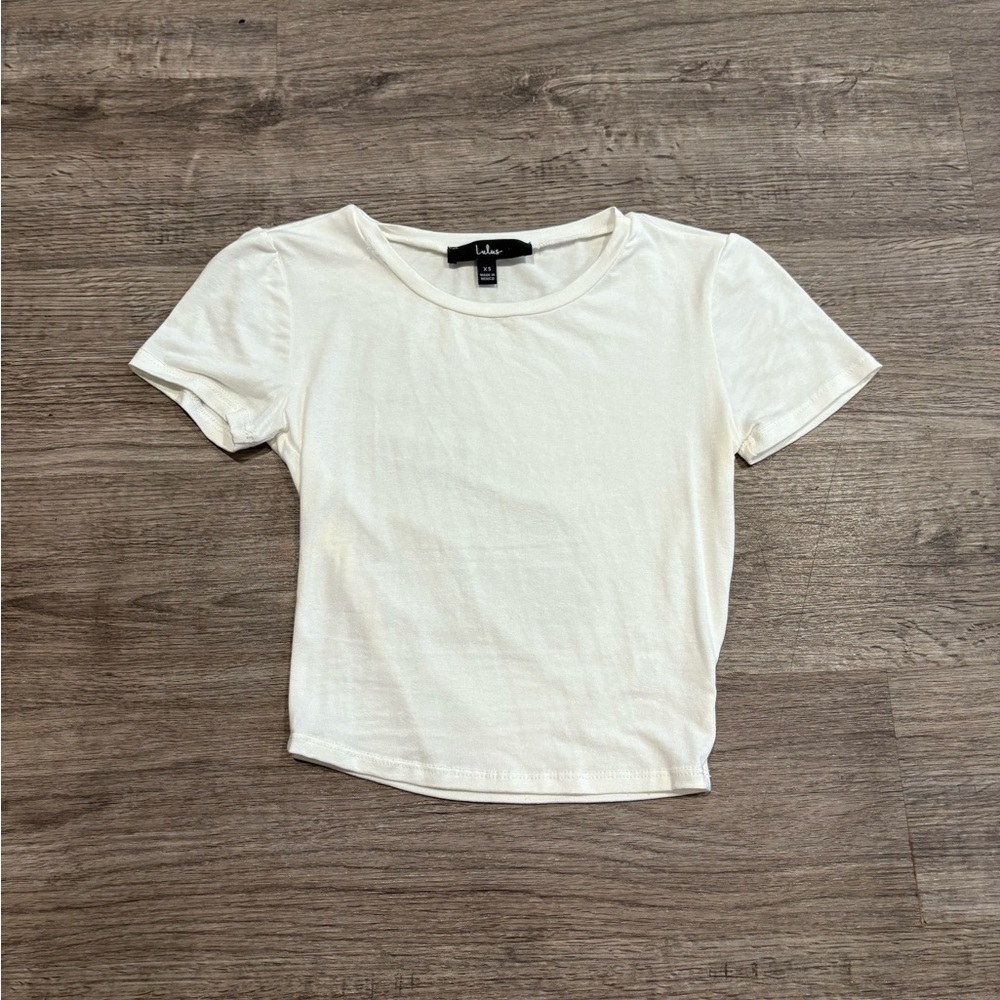 Lulu's White Crop T-Shirt